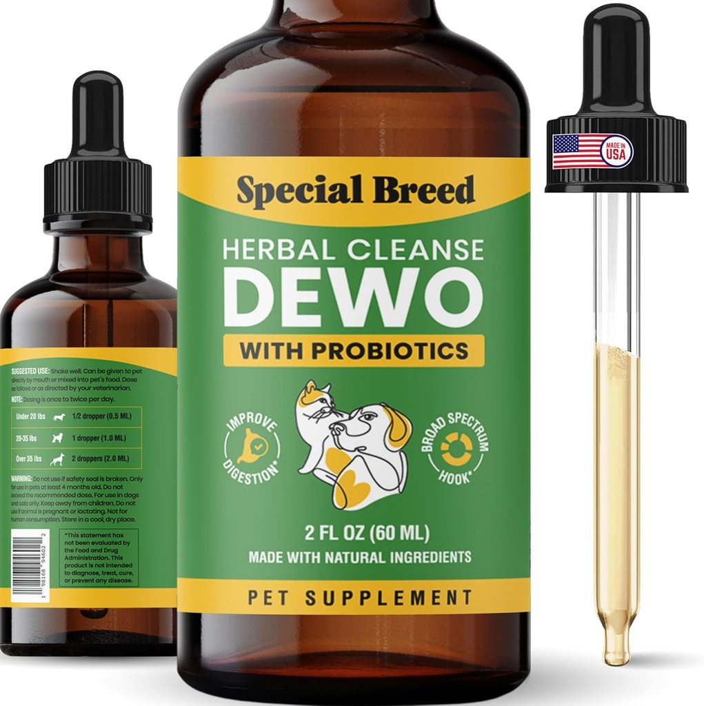 Cats and Dogs Natural Broad Spectrum, Probiyotiks, Homeopathic Support and Breeds, Made in the USA, 2oz