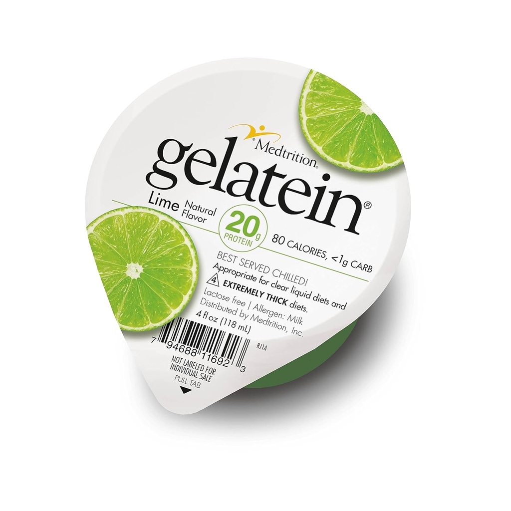 Gelatein Lime: 20 gram protein. Şeker ücretsiz. Açık sıvı diyetler için ideal, zorlukları yutma, bariatrik, diiyaliz ve onkoloji. Büyük pre veya post-workout Snack. (12 paket)