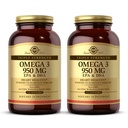 Solgar Triple Strength Omega 3 950 mg - 100 Softgels, 2 Paket - Ortak & Skin Health - Non-GMO, Gluten Free, Dairy Free - 200 Toplam Hizmetler