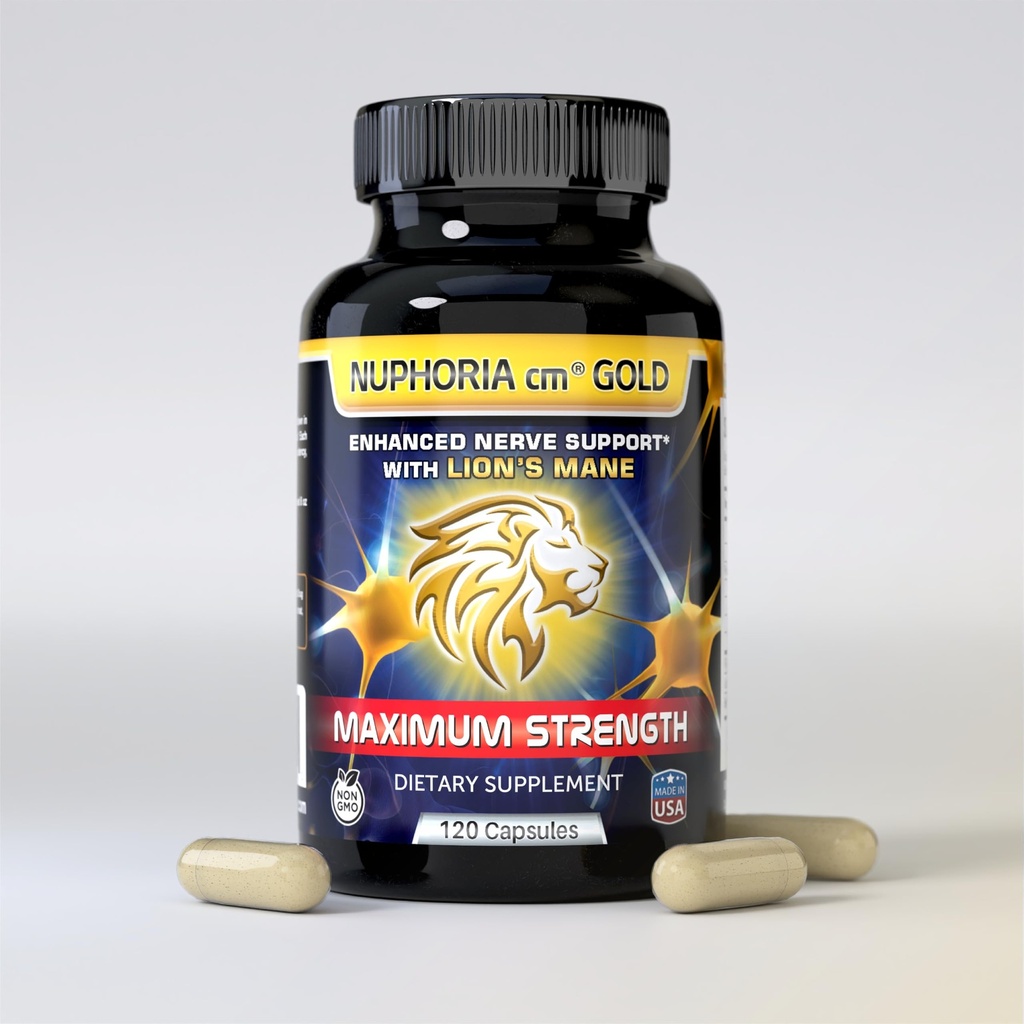 Nuphoria cm® Gold - Nerve Support Formula with R-Alpha Lipoic Acid and Premium B Vitamins - 30 Day Supply 120 Capsules