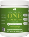 VitaHustle ONE Superfood Super Greens Toz Prebiyotiks + Probiyotikler, Bloating, Detox, Gut Health, Spirulina, Chlorella, Digestive Enzymes (Berry Flavor, 25 Hizmet)