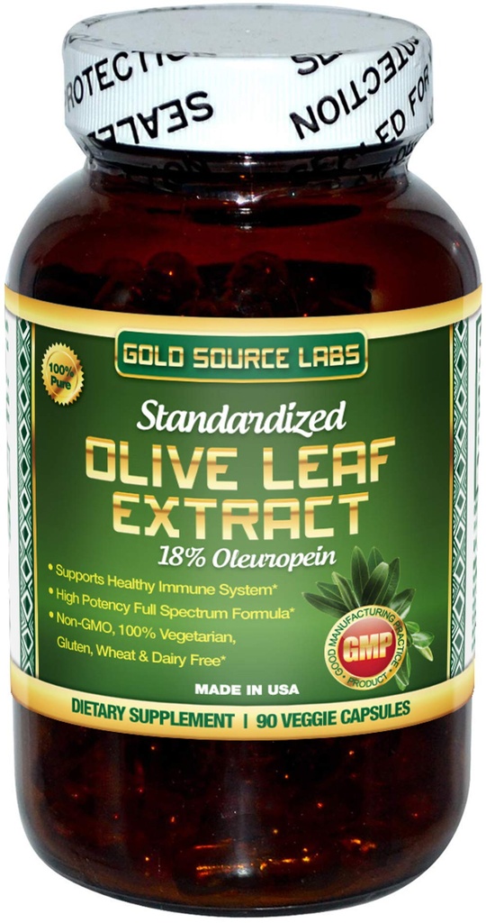 Organik Zeytin Broşürü Kapsülleri - Pure Organic Olive Leaf Plus Standardized Ol Europein Extract, 90 Vegetarian Caps, 400 mg Immune Health Complex for Immune Health