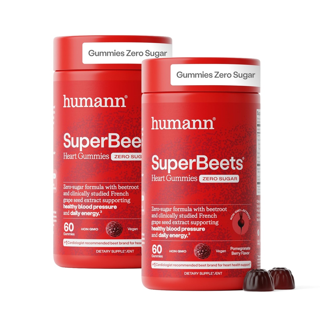 İnsanN SuperBeets Heart Gummies - Beet Gummy with Heart-Healthy Energy Support, Grape Seed Extract & Beetroot Toz, Sugar Free - Pomegranate Berry Flavor, 120 Count