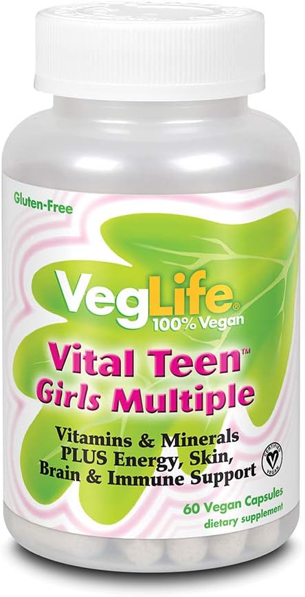 VegLife Vital Teen Girls Multiple Veg Cap, 60 Count