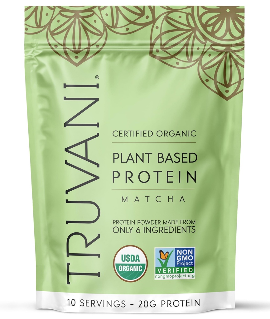 Truvani Vegan Pea Protein Toz | Matcha | 20g Organik Bitki Temel Protein | 10 Hizmet | Keto | Gluten & Dairy Free | Low Carb | No Ek Olmayan Şeker