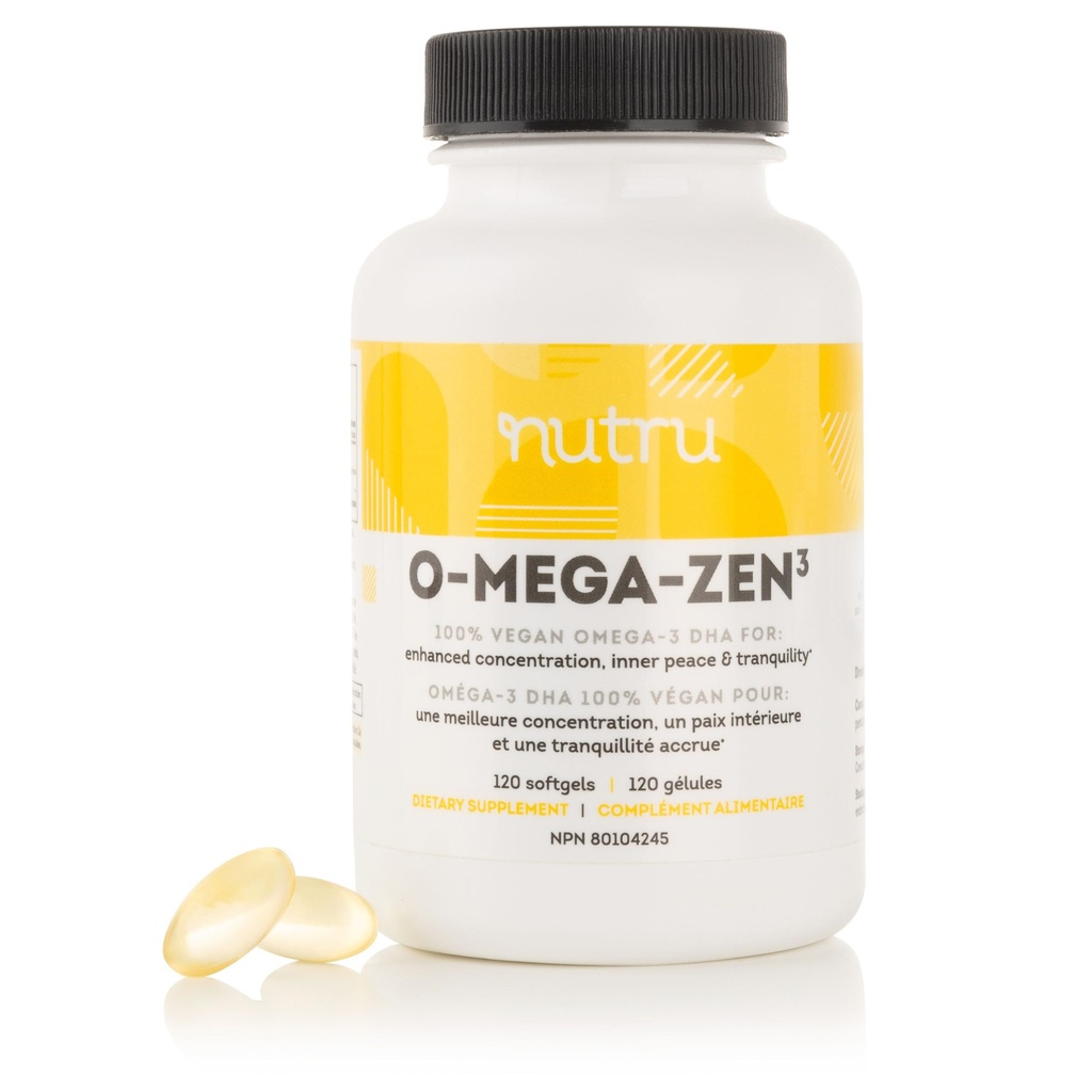 O-Mega-Zen3 Vegan Omega 3 DHA Supplement - 400 mg DHA Essential Fatty Asits - Carrageenan Free - Premium Algal Temel Fish Oil Alternative Supplement - 120 Softgels