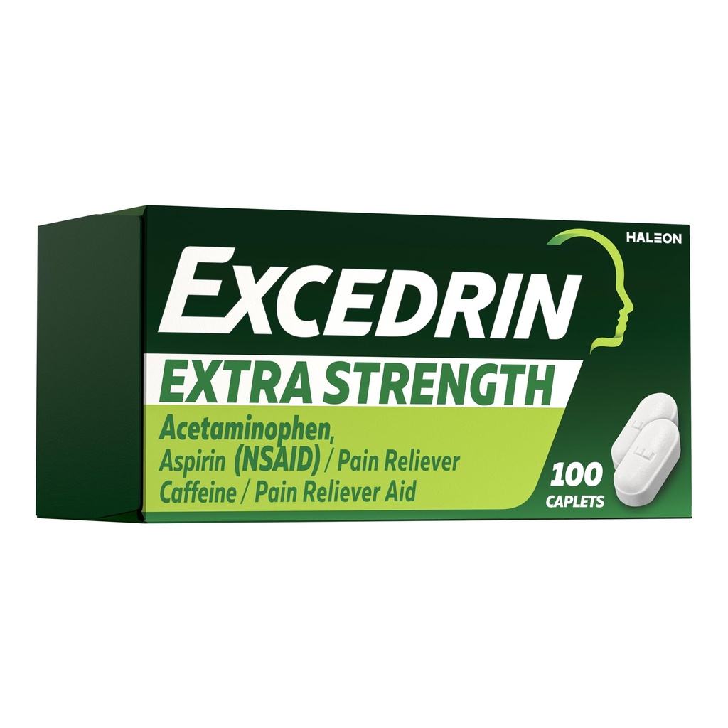 Excedrin Ekstra Güçlü Ağrı Ölçümü Caplets – Headache Relief – 100 Count