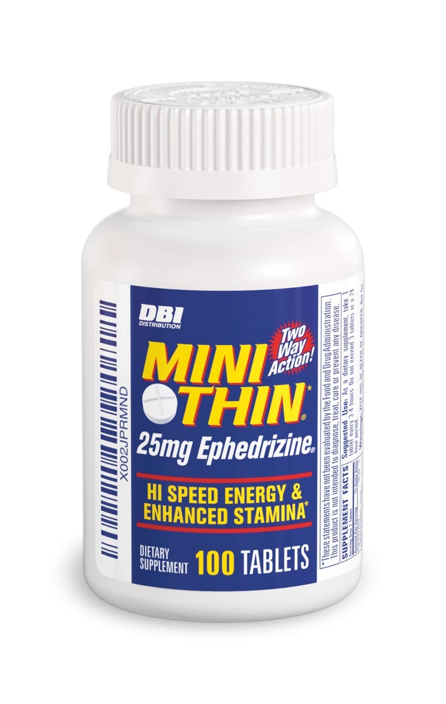 Mini İnce - İki yönlü - Enerji Kapsülleri Caffeine ve Ephedrizine ile Formüle edildi - 100 Capsules