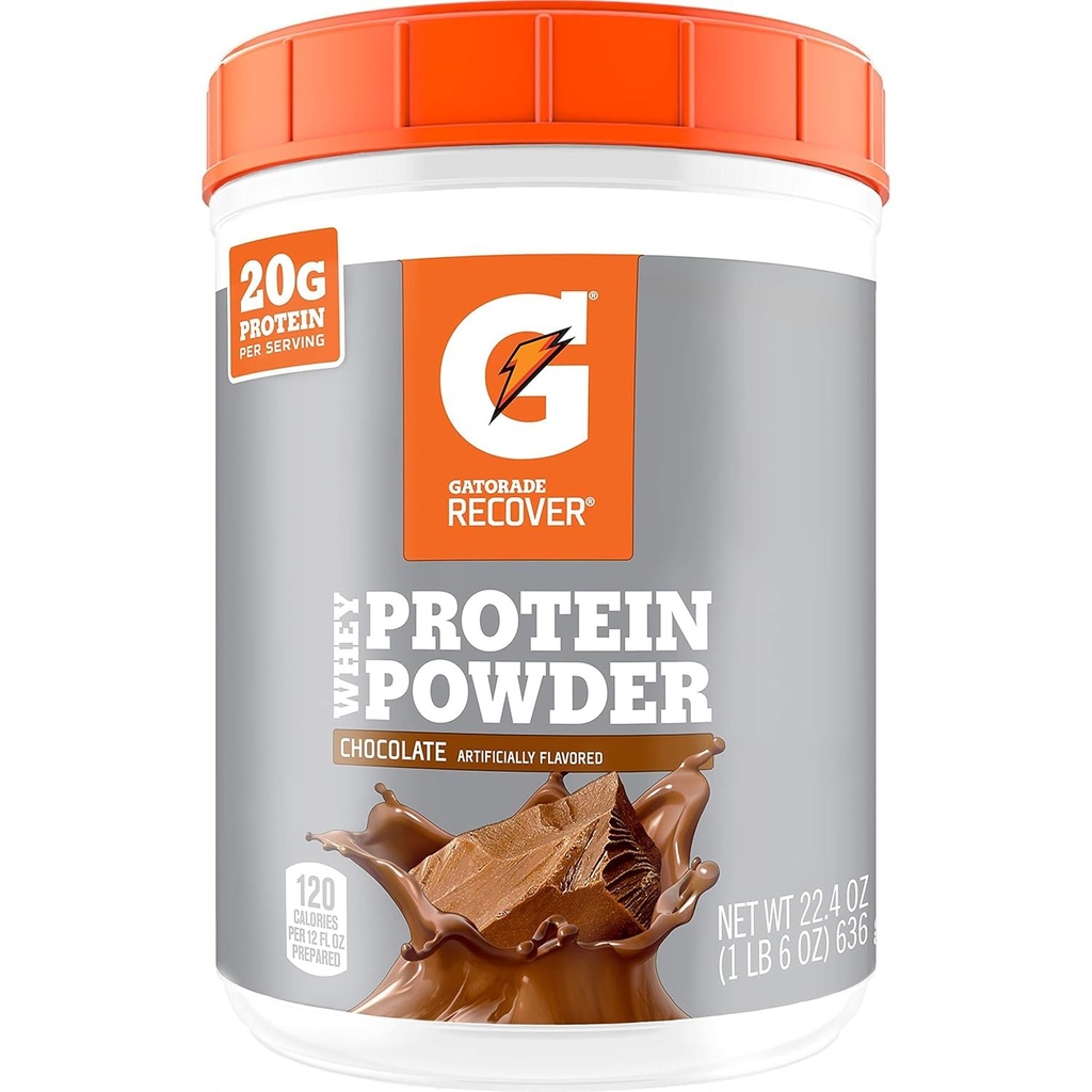 Gatorade Whey Protein Toz, Çikolata, 22.4 Ounce (20 kişi başına 20 gram protein hizmet ediyor)