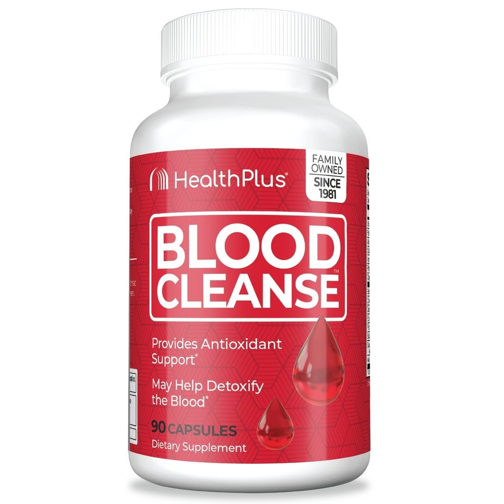 Health Plus Blood Cleanse - Diyetsel Supplement - Gluten Free, Natural Herbal Content (90 Capsules, 45 Hizmet)
