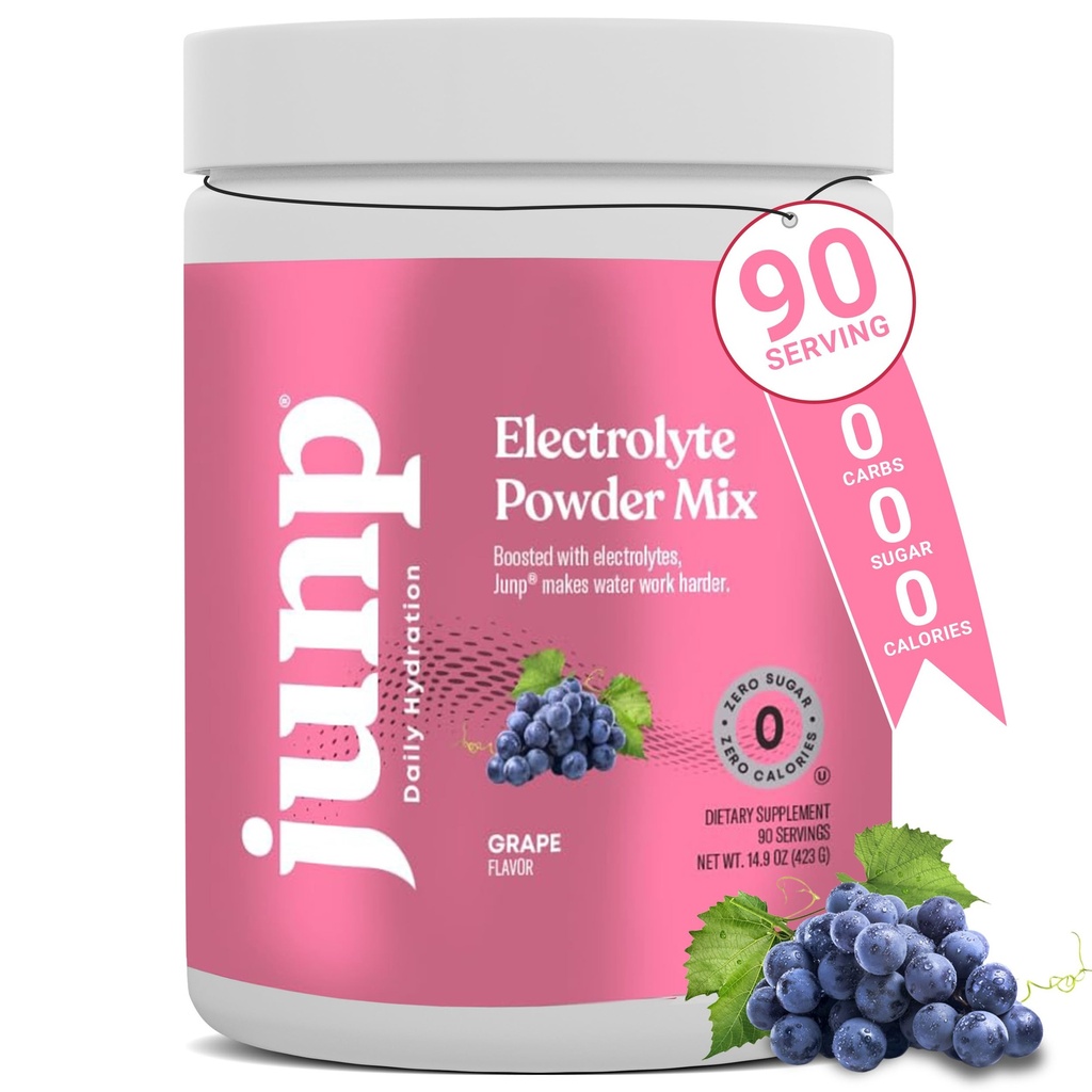 JUNP Electrolytes Toz No Sugar No Carbs – Vine Ripated Grape Keto Electrolyte Drink Mix - Pyum & Salt Hydration Toz Elektrolytes Zero Calorie Sugar Free Electrolyte Toz, 90 Hizmetler