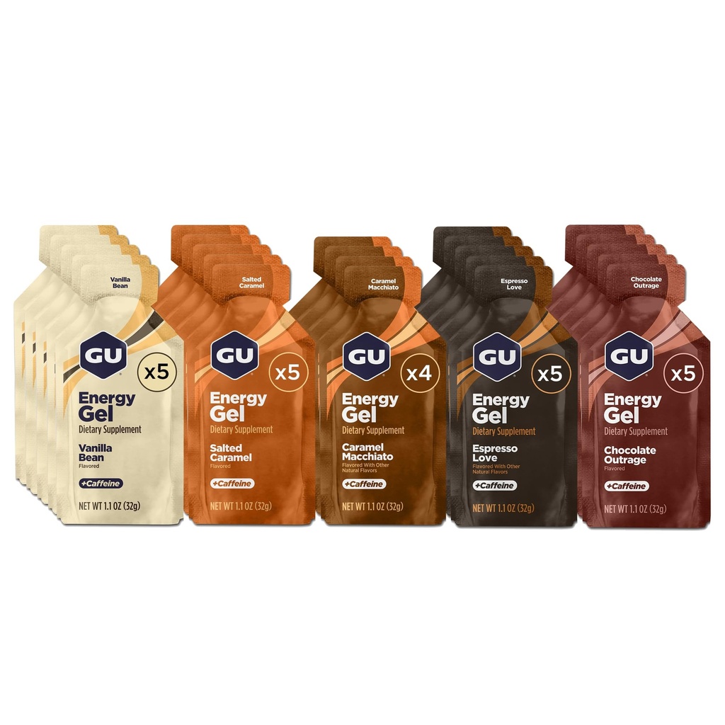 GU Energy Original Sports Nutrition Energy Gel, Vegan, Gluten-Free, Kosher ve Süt-Free On-Go Energy for Any Workout, 24Count, Assorted Indulgent Flavors