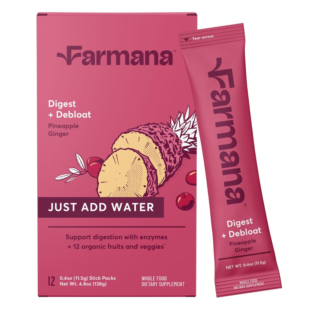 Debloating and Daily Digestion Drink Mix – Anti-Bloating and Gut Health Supplement with Digestive Enzymes, Prebiyotiks, and Organic Superfoods - Detox and Debloat - Pineapple Ginger Flavor