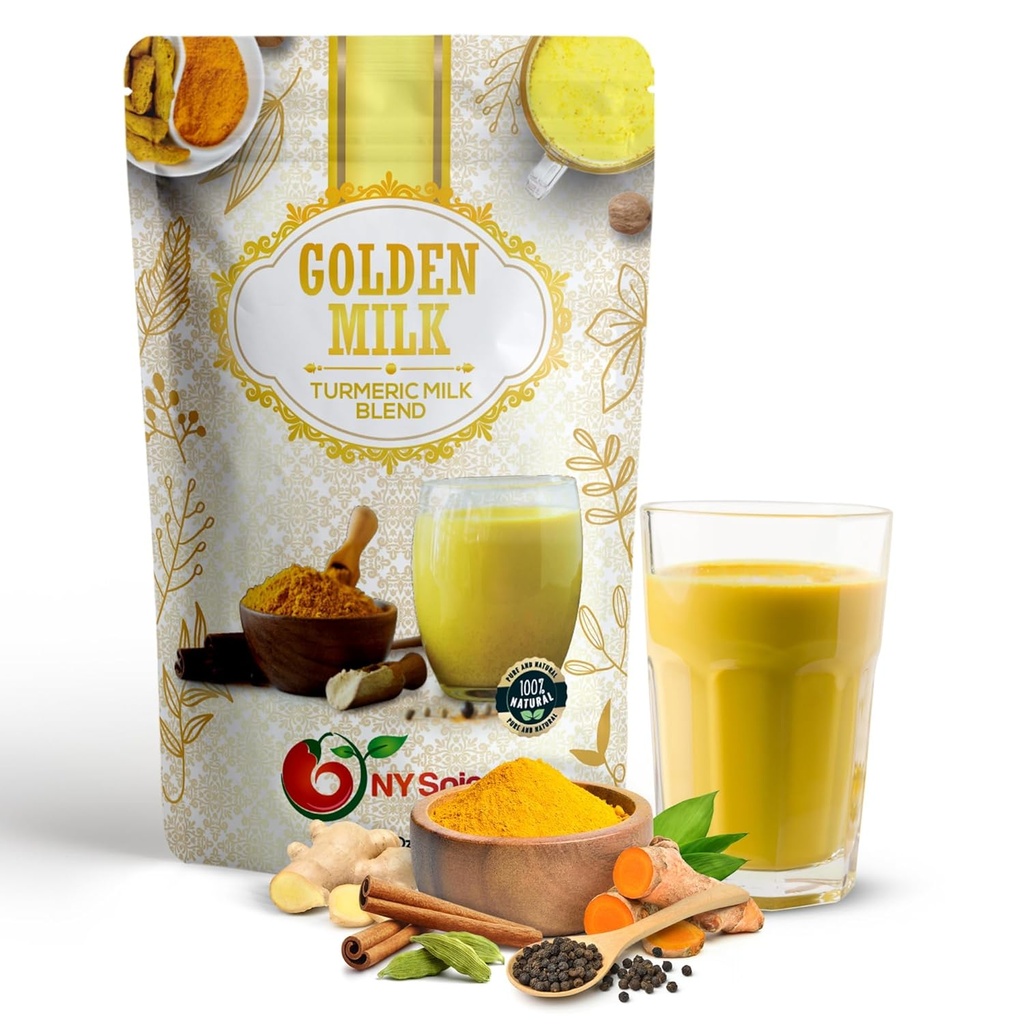 NY SPICE SHOP Golden Milk Superfood Toz – 1 Pound Instant Latte Mix Superfood with Turmeric - Superfood Assembly of Turmeric, Cinnamon, Ginger, Black Pepper, Nutmeg, Green Cardamomeric