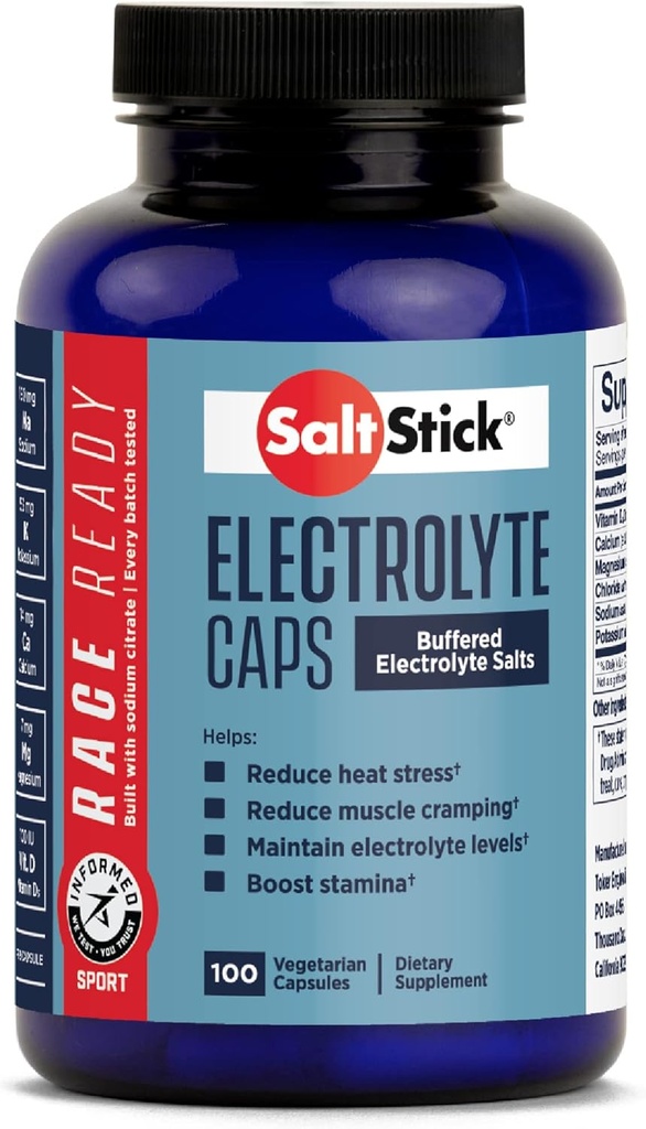 SaltStick Race Hazır Elektrolyte Capsules | Bilgili Spor Onaylı Elytes | Salt Pills/Tablets for Run | Spor Beslenme Hydration, Helps Reduce Cramps | 100 Capsules | Informed Sport Certified Electrolytes | Salt Pills/Tablets for Run | Spor Beslenme Hydration, Helps Reduce Cramps | 100 Capsules | 100 Capsules |