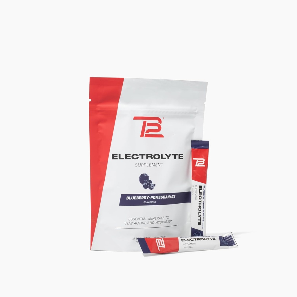 TB12 Elektrolytes Toz Packets Blueberry Pomegranate - Mineral-Rich Electrolyte Toz to Fast Hydration by Tom Brady - Natural, Low Sugar, Vegan, Gluten-Free, Easy to Mix - 15 Stickpacks