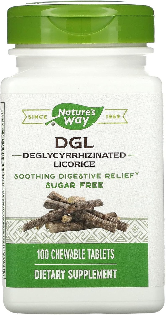 Nature's Way, DGL (Without Fructose), 100 Chewable Tabletler