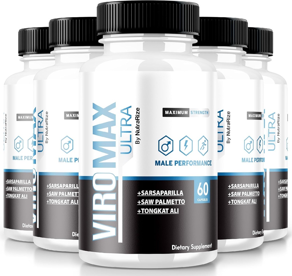 NutraRize (5 ViroMax Ultra Pills, Enerji ve Performansı artırmak için maksimum Güçlü Formula, Kas Güçlü için Tüm Doğal Kapsüller, Tamam Yorumlar (300 Capsules)