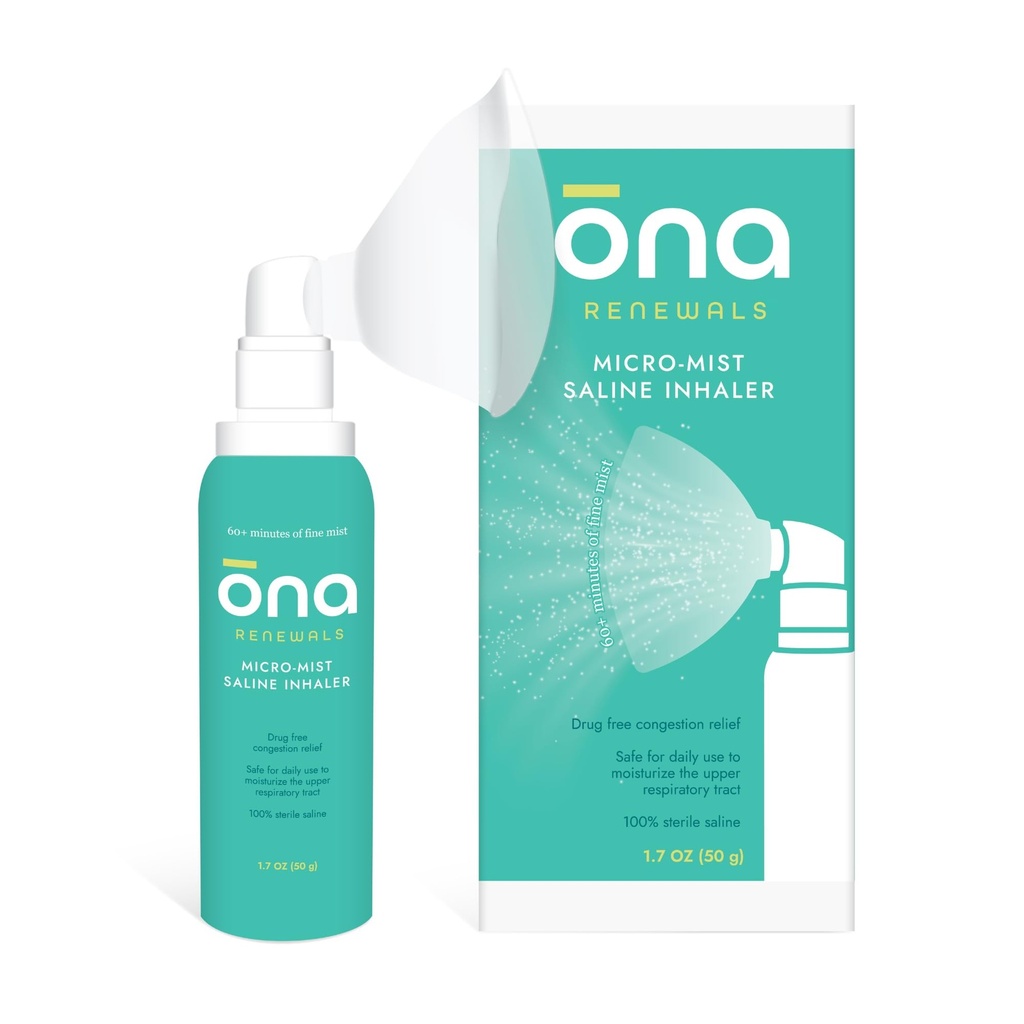 ONA Renewals Panine Micro-Mist Nasal Inhaler, Yetişkinler, Soğuk ve Flu, Alerji, Sinus Relief, Unscented, 1.7oz
