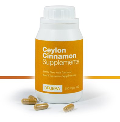 Dru Era Ceylon Cinnamon Supplements 250mg X 240 Capsules with 100% Alba Ceylon Cinnamon Toz & Shipped from Ceylon by DRUERA (1)