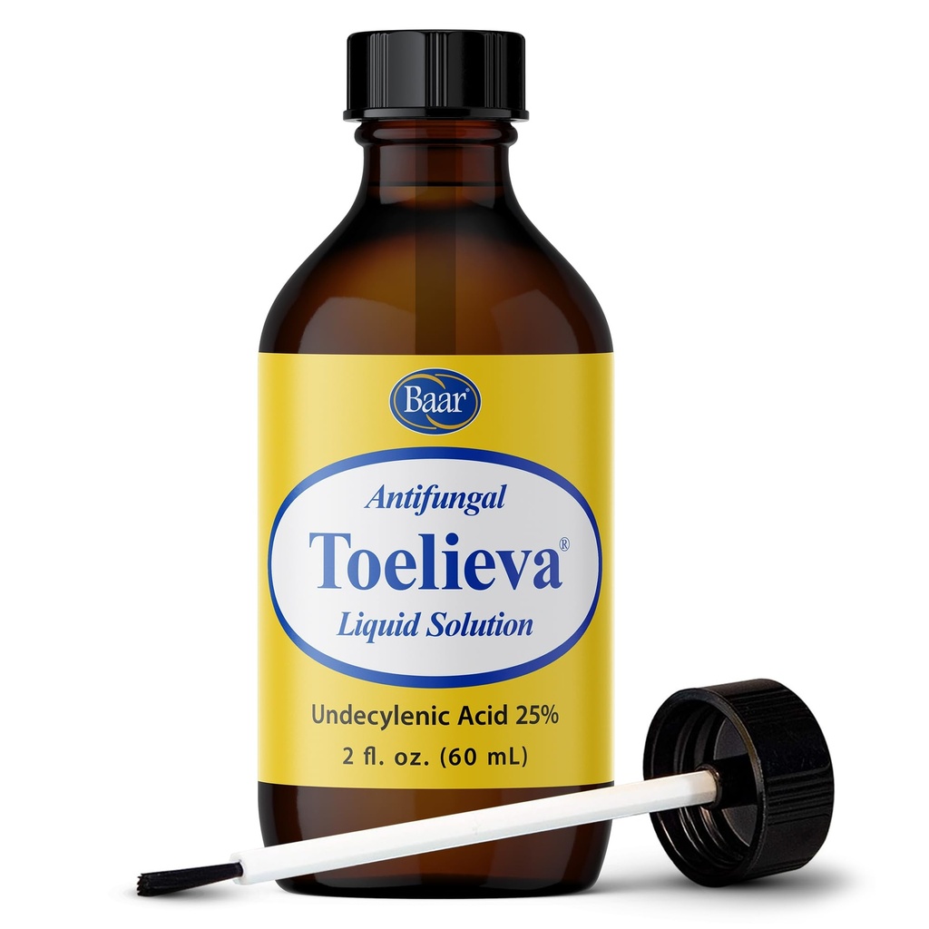 Baar Ürünleri - Toelieva Antifungal Sıvı Çözüm - 25% Undecylenic Acid, Organik Zeytinyağı, Grapetre Tohumu - Maksimum Güçlü - Toenails Hakkında Fungus - 2 ozz
