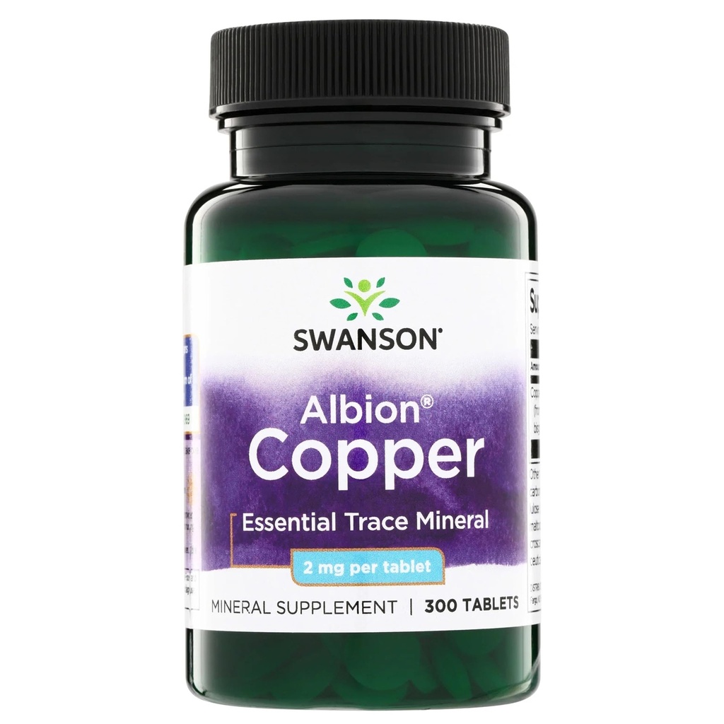Swanson Copper Mineral Tamam - 2 mg (Copper Chelate) - Antioksi, Immune System ve Hücre Desteği - 300 Tablet