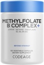 Kodage Mefolate B Kompleksi Supplements - 5 MTHF, Torchcobalamin 1000 Findoflavin, Betaine, Vitamins B6, Meselation MTHFR - 2 Ay - 120 Capsules