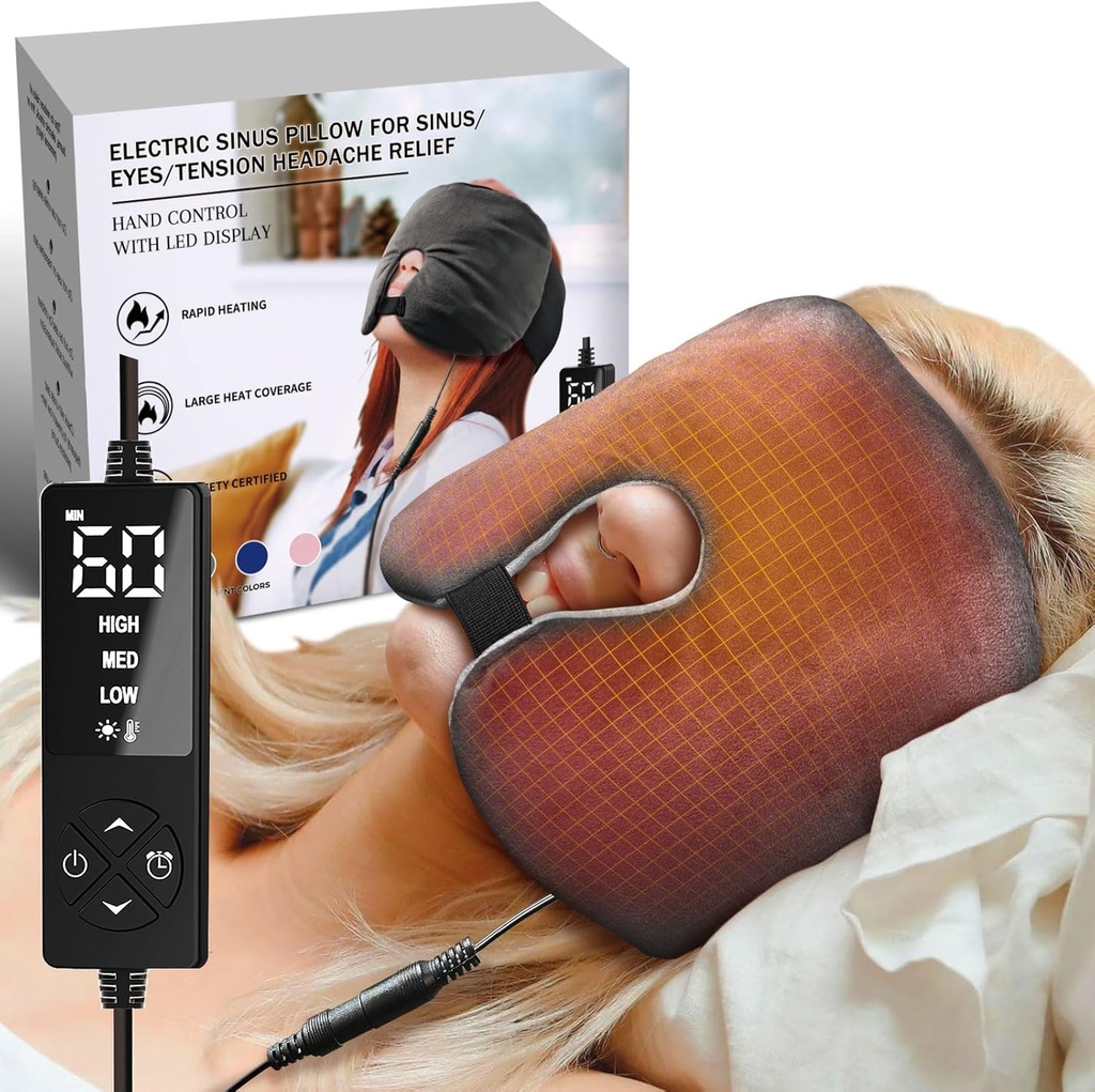 Elektrikli Sinus Sinus için Yastık, Kuru Gözler, 3 Heat & 5 Timer Settings, Moist Heat Ex-Large Warm Compress Face Isıtmalı Uyku Yardımı ve Baskı Yardımı için Dayanıklılık
