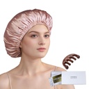 100 Mulberry Silk Bonnet Yaşlı Kadınlar Için Uzun Saç - Çift Katmanlı Uyku Cap -Silk Uyku Bonnet Elleri Kafada Kal (Pink, Büyük)