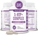 Premium 5-HTP Plus Tamam 250 mg Maksimum Güç - Uyku Yardımı, Mood Boost, Tavsiyeler Calm & Relaxation, Stres Yönetimi Desteği - Vitamin B6, Gluten Free, Non-GMO, 60 Veggie Caps