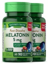 Nature's Truth Melatonin 5 mg | 180 Hızlı Dissolve Tabletler (2 x 90 Twin Pack) | Natural Berry Flavor | Vegetarian, Non-GMO, Gluten Free Supplement Supplement