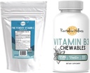 Grafik | Güzel Toz Vitamin C, 454 Hizmet ve Vitamin B3 Chewables (Vanilla) 300 Hizmet