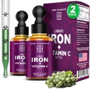 [2 Pack] Vitamin C ile Sıvı Demir Supplement - Anemi Desteği için 18 mg Demir & 50 mg Vitamin C - Kadın ve Erkekler için Kan Builderları - Hızlı Aborpsiyon, Enerji ve Immunity – Vegan, Non-GMO