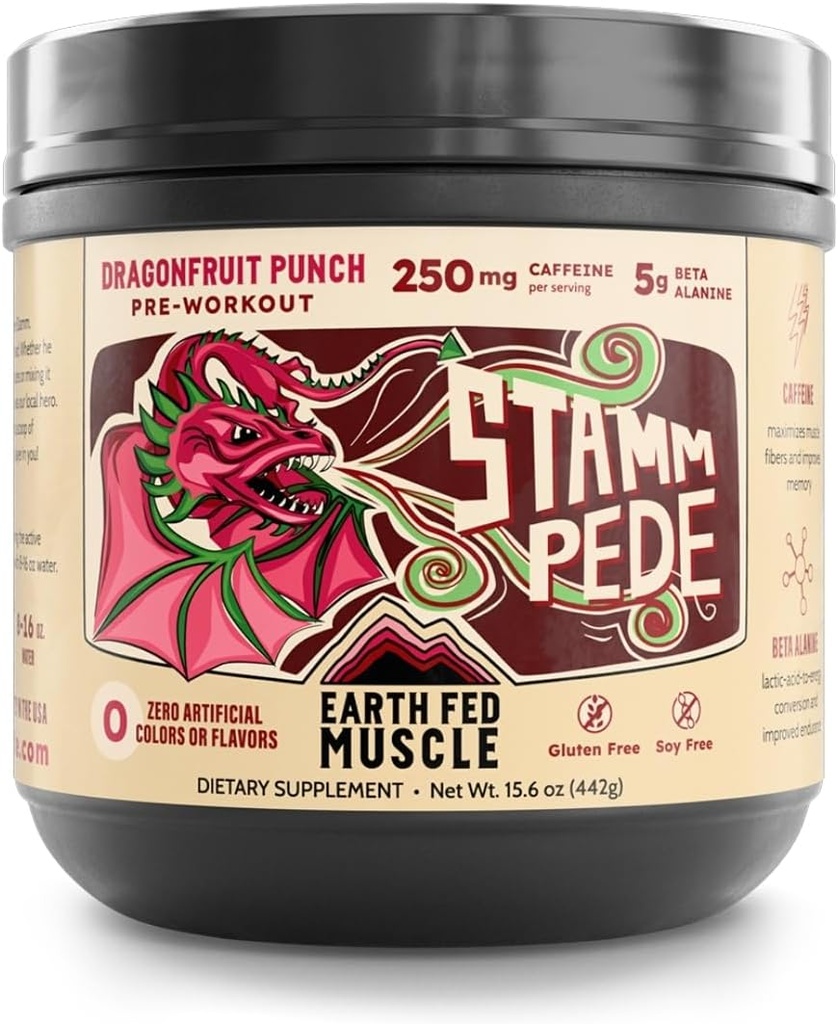 Dünya Fed Kas Stammpede Pre Workout – Dragon Fruit Punch, Clean Energy, Focus, Muscle Support, No Fillers veya Yapay Flavors, 30 Hizmetler