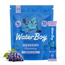 Waterboy Weekend Recovery | 3,187mg Electrolyte Powder Packets | Ginger + L-Theanine + Vitamins | No Sugar, All Natural, Gluten Free | 24 Drink Stick Mixes (Grape)