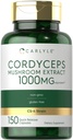 Carlyle Cordyceps Mushroom Capsules 1000 mg | 150 Kont | CS-4 Strain Mushroom Extract | Non-GMO ve Gluten Free