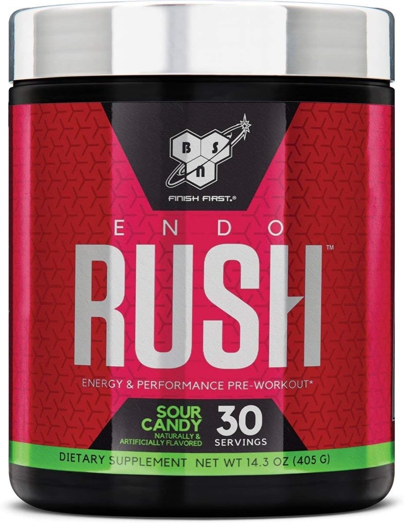 BSN Endorush Pre Workout Toz, Enerji Supplement for Men and Women, 300 mg of Caffeine, with Beta-Alanine and Kretine, Sour Candy, 30 Services , 14.3 Ounce (Pazar 1)