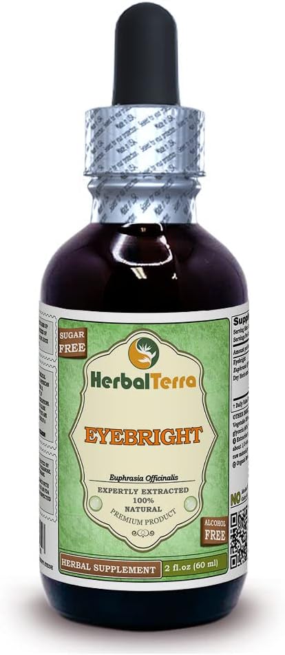 Eyebright (Euphrasia Officinalis) Glycerite, Organik Kuru Herb Alkol Ücretsiz Sıvı Ekstraksiyon 2 oz