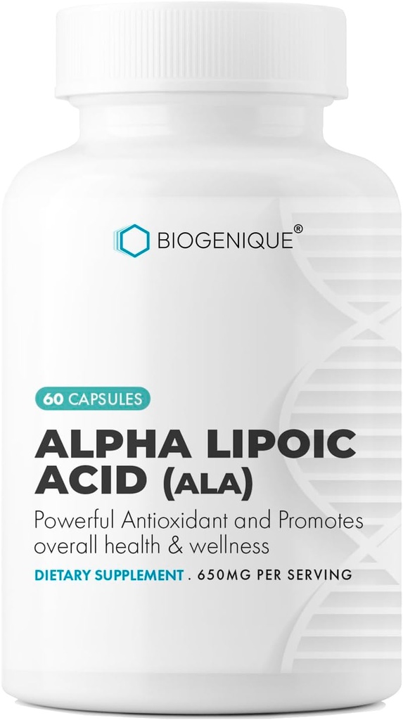 Alpha Lipoic Acid 650mg, Supports Antioxidant Health and Overall Health, Promotes Overall Health & Wellness, ALA 60 Capsules - Made in USA - Vegan, Non-GMO, Gluten Free