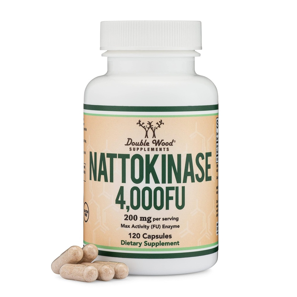Nattokinase Supplement 4000 FU servisleri, 120 Capsules (Japon Natto) Sistemik Enzymes for Cardiovascular and Circulatory Support by Double Wood