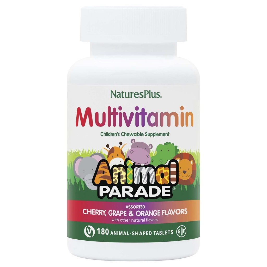 NaturesPlus Animal Parade Children's Chewable Multivitamin - 180 Animal-Shaped Tabletler - Doğal Assorted Flavors - Vegetarian, Gluten Free - 90 hizmet