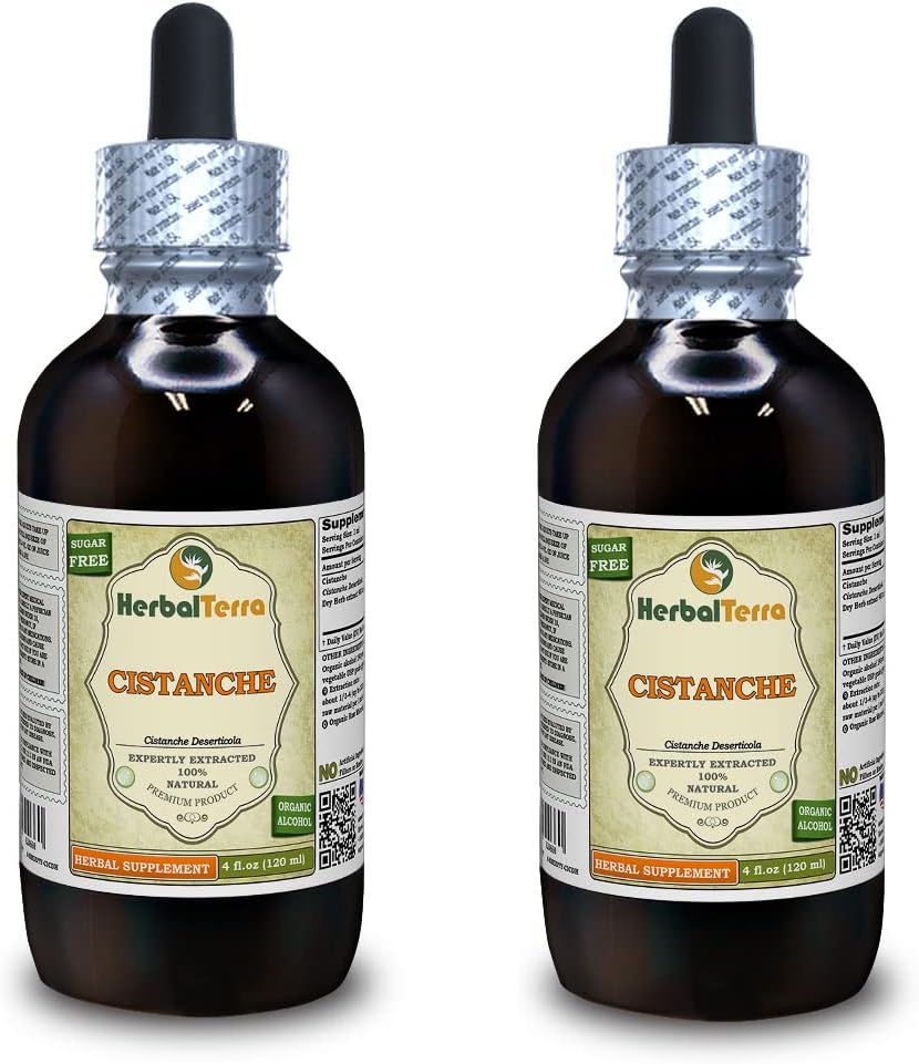 Cistanche (Cistanche Deserticola) herb Sıvı Türlü (Brand Name: HerbalTerra, Proudly Made in USA) 2x4 oz