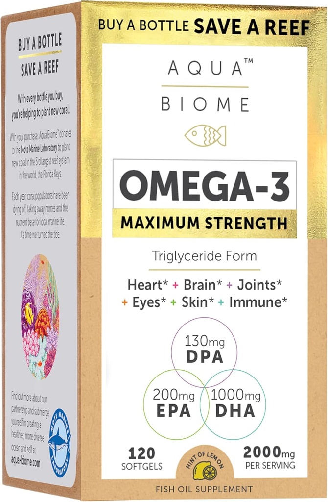 Enzymedica maksimum Güçlü Yüksek Potency Fish Oil, EPA DHA Omega 3 Supplement | Burpless, 120 Softgels