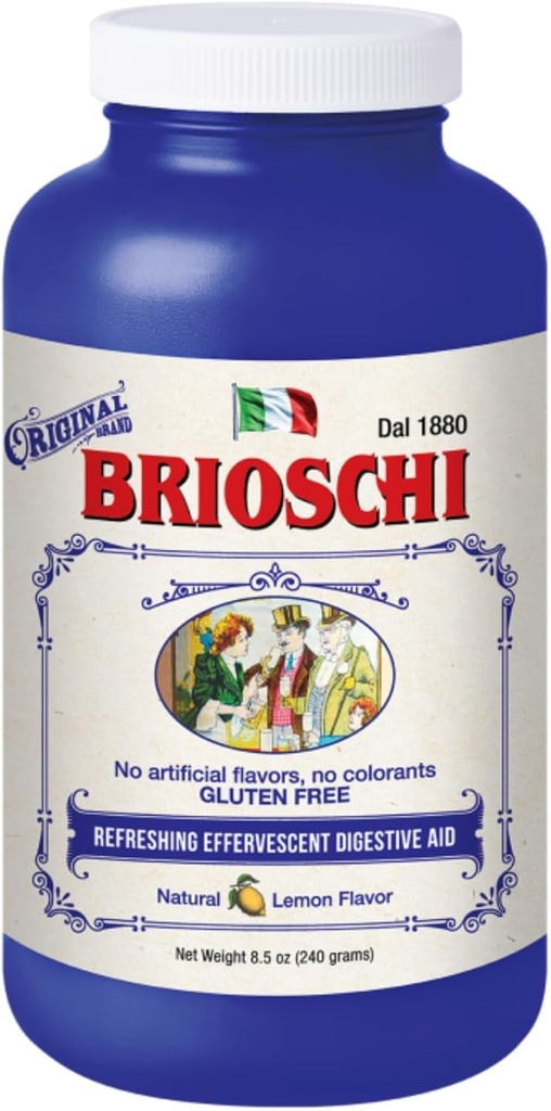 Brioschi Italian Lemon Flavored Effervescent Heartburn, Upset Stomach, Acid Indigestion, 8.5 oz şişe