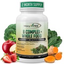 MoxyVites Vitamin B Kompleksi - B Vitamins Whole Food Supplement, B12 Mecobalamin, B1, B2, B3, B5, B6, B7, B9 - Stres, Enerji ve Immune Desteği için, Vegan, 120 Capsules