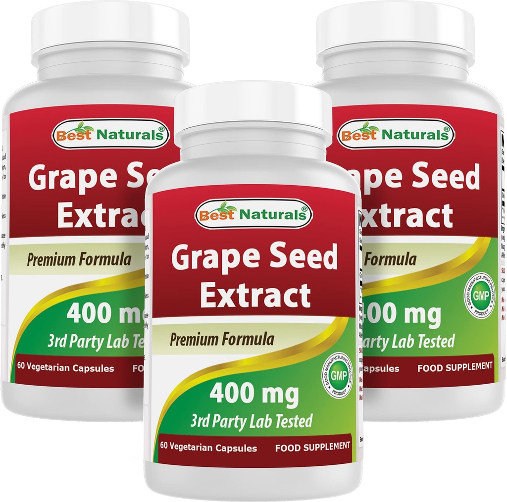 En İyi Doğals Grape Tohumu 400 mg 60 Vcaps (60 Kont (Üçüncü Cadde)