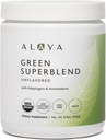 Alaya Organik Super Greens Toz - Premium Green Juice Superfood Supplement Toz - Adaptogens, Antioksis & Probiyotiks Meeting - USDA Organic, Non-GMO, Vegan - 30 Hizmet (Unflavored)