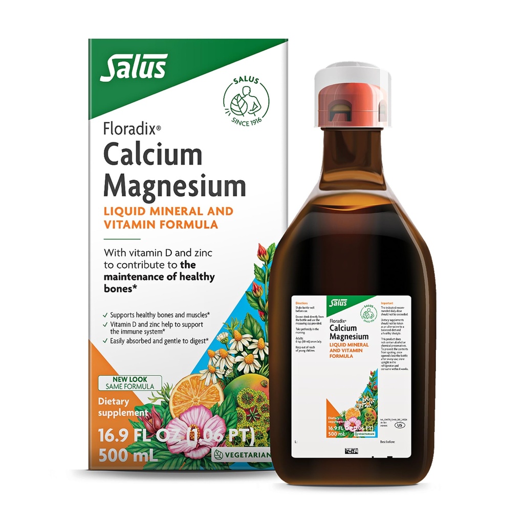 Floradixdis Magnezyum Sıvı Mineral & Vitamin Formula - Bone Support Supplement with Kalsiyum, Magnezyum D & çinko - Vejetaryen & Non-GMO - 1 fl oz