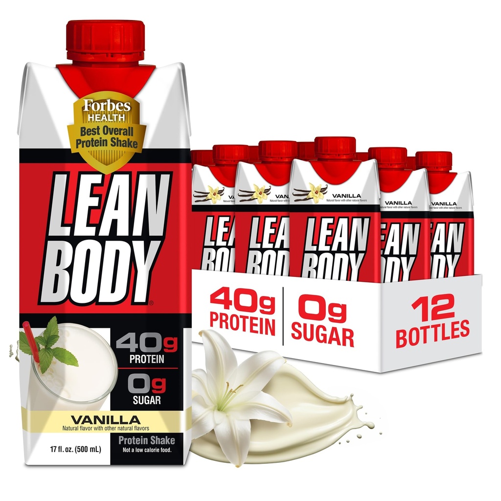 Labrada Lean Body Ready-to-Drink Vanilla Protein Shake,40g Protein,Whey Blend,0 Sugar,Gluten Free,22 Vitamins & Minerals,17 Fl Oz (Pack of 12) LABRADA