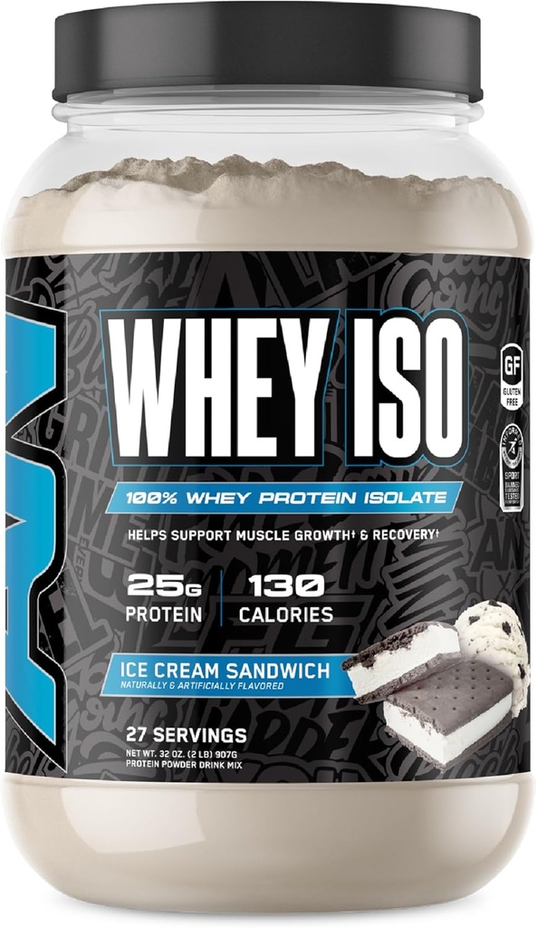 All Black Everything 25g Whey Protein Powder | Ice Cream Sandwich | 27 Servings | Whey Protein Isolate | Low Carbs & Low Sugar | MCTs